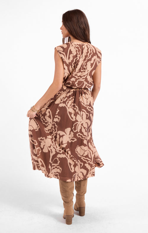 Rustic Charm Tie Top in Oak Beige - back view
