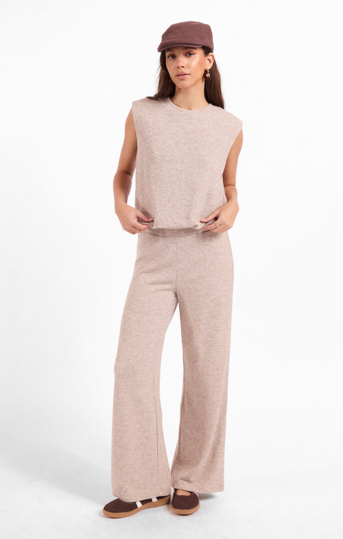 Teacake Bubble Tank in Heather Taupe - front view
