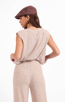 Teacake Bubble Tank in Heather Taupe - back crop view