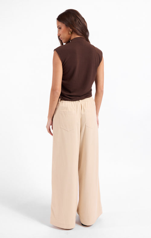 Sweetie Mock Neck Tank in Oak - back view
