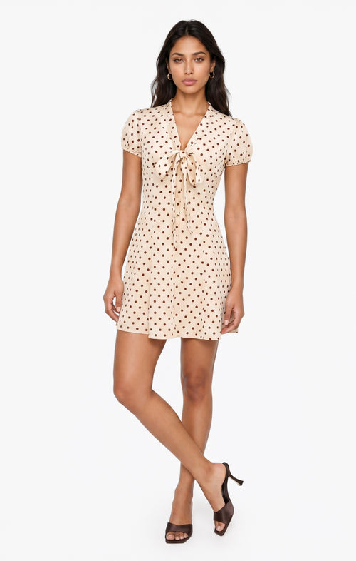 Blowing Kisses Mini Dress in Cream Oak - front view