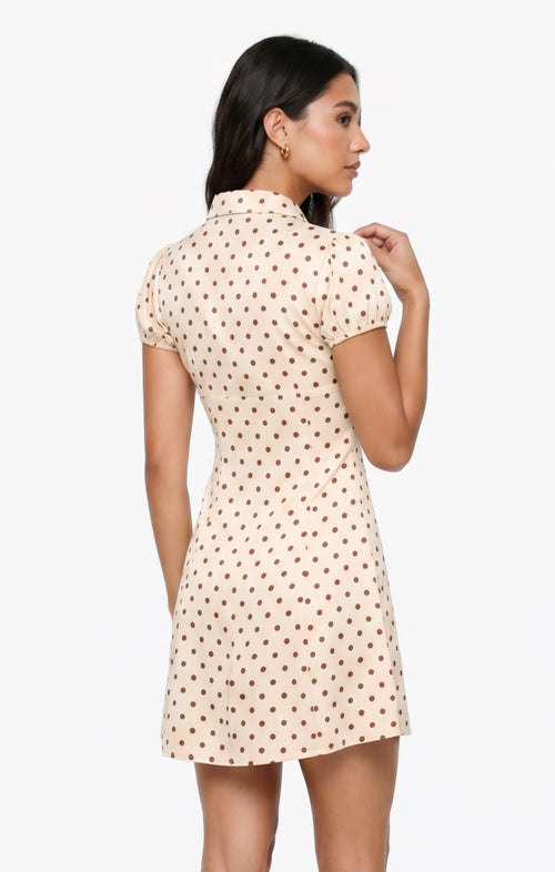 Blowing Kisses Mini Dress in Cream Oak - back crop view