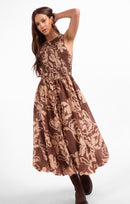 Rustic Charm Midi Dress in Oak Beige - mood image