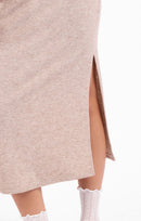 Teacake Midi Dress in Heather Taupe - detail view