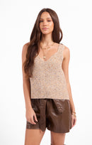 Maple Tank Sweater in Taupe Multi - front crop view