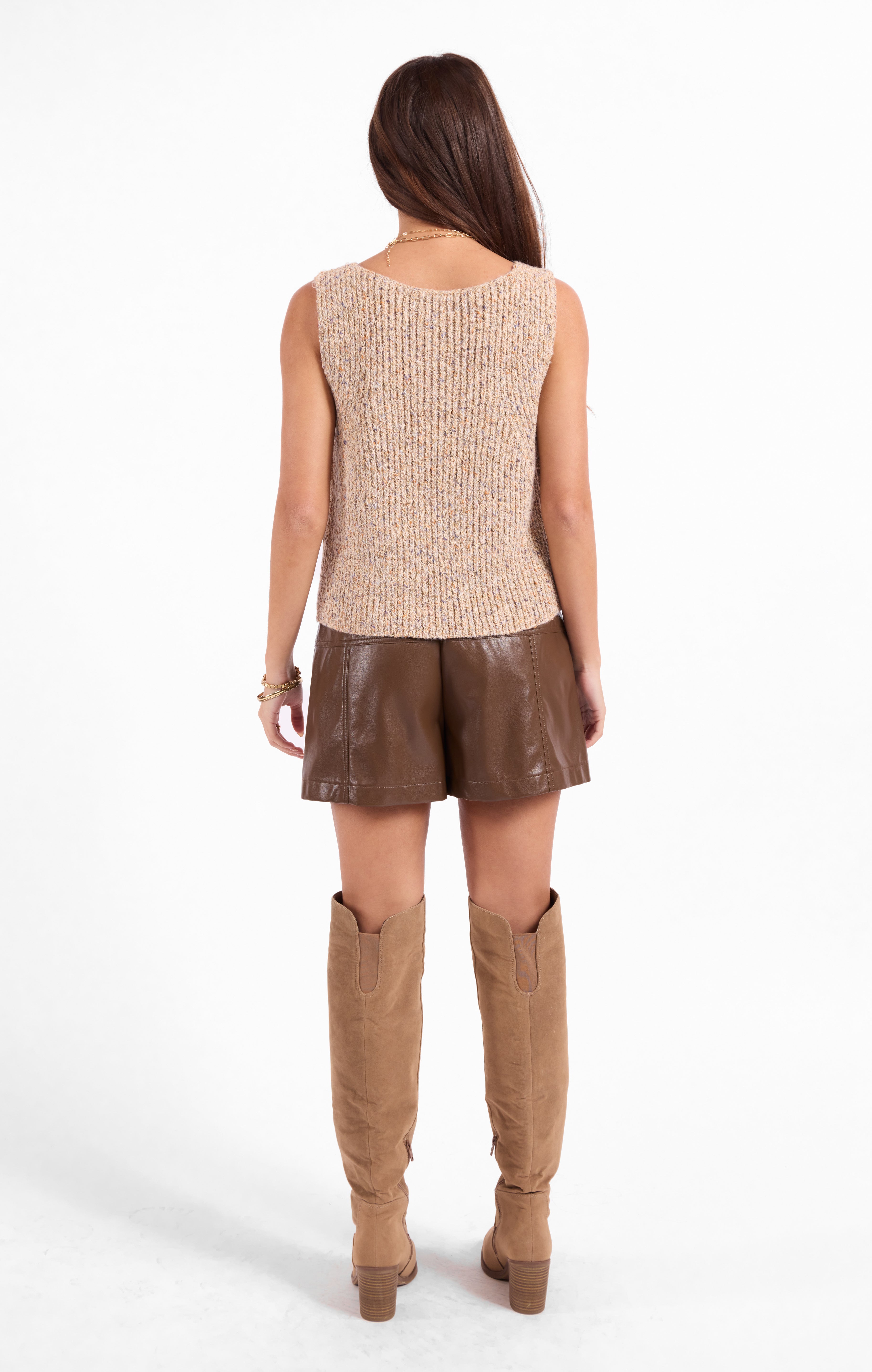 Maple Tank Sweater in Taupe Multi - back view