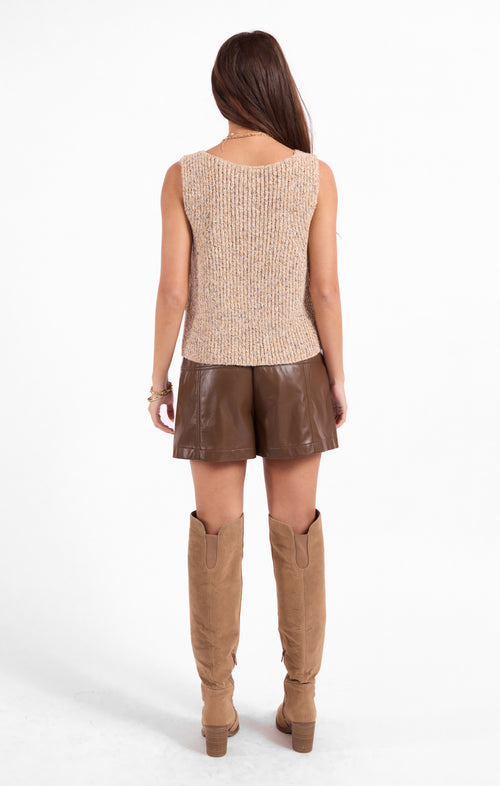 Maple Tank Sweater in Taupe Multi - back view