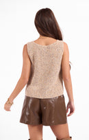 Maple Tank Sweater in Taupe Multi - back crop view