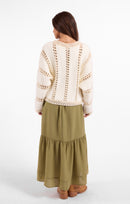 Fluffy Clouds Zip Sweater in Ivory Cream - back view