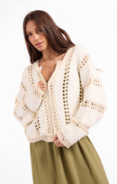 Fluffy Clouds Zip Sweater in Ivory Cream - mood image