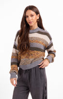 Daffodil Stripe Sweater in Multi - front crop view