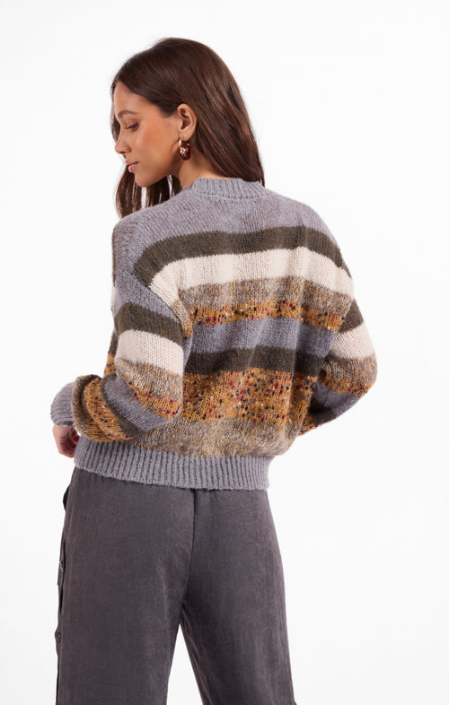 Daffodil Stripe Sweater in Multi - back crop view