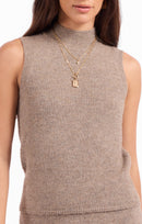 Brianna Sweater Tank in Taupe - detail view