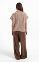 Granger Turtleneck Sweater Vest in Taupe - back view