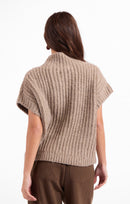 Granger Turtleneck Sweater Vest in Taupe - back crop view