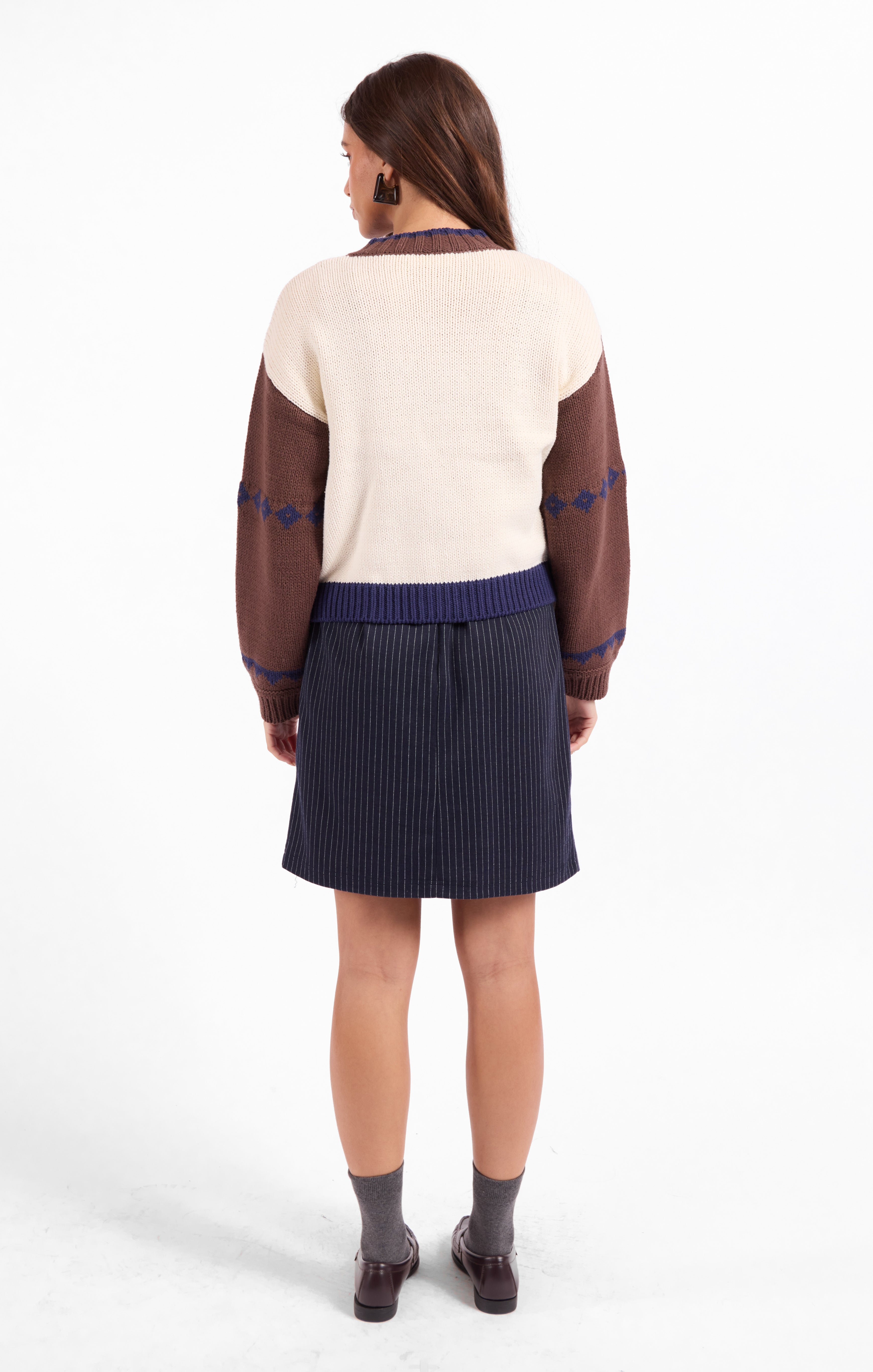 Sweet Rose Jacquard Zip Sweater Jacket