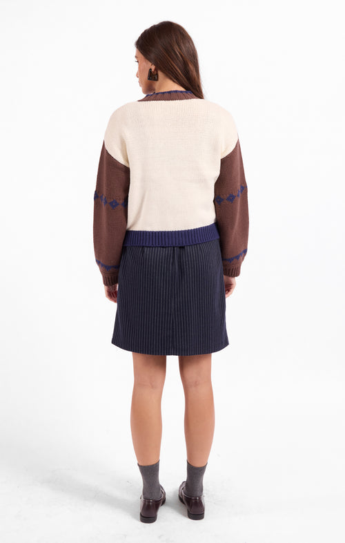 Sweet Rose Jacquard Zip Sweater Jacket