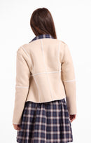 Sweet Lullaby Jacket in Oatmeal Ivory - back crop view reversed