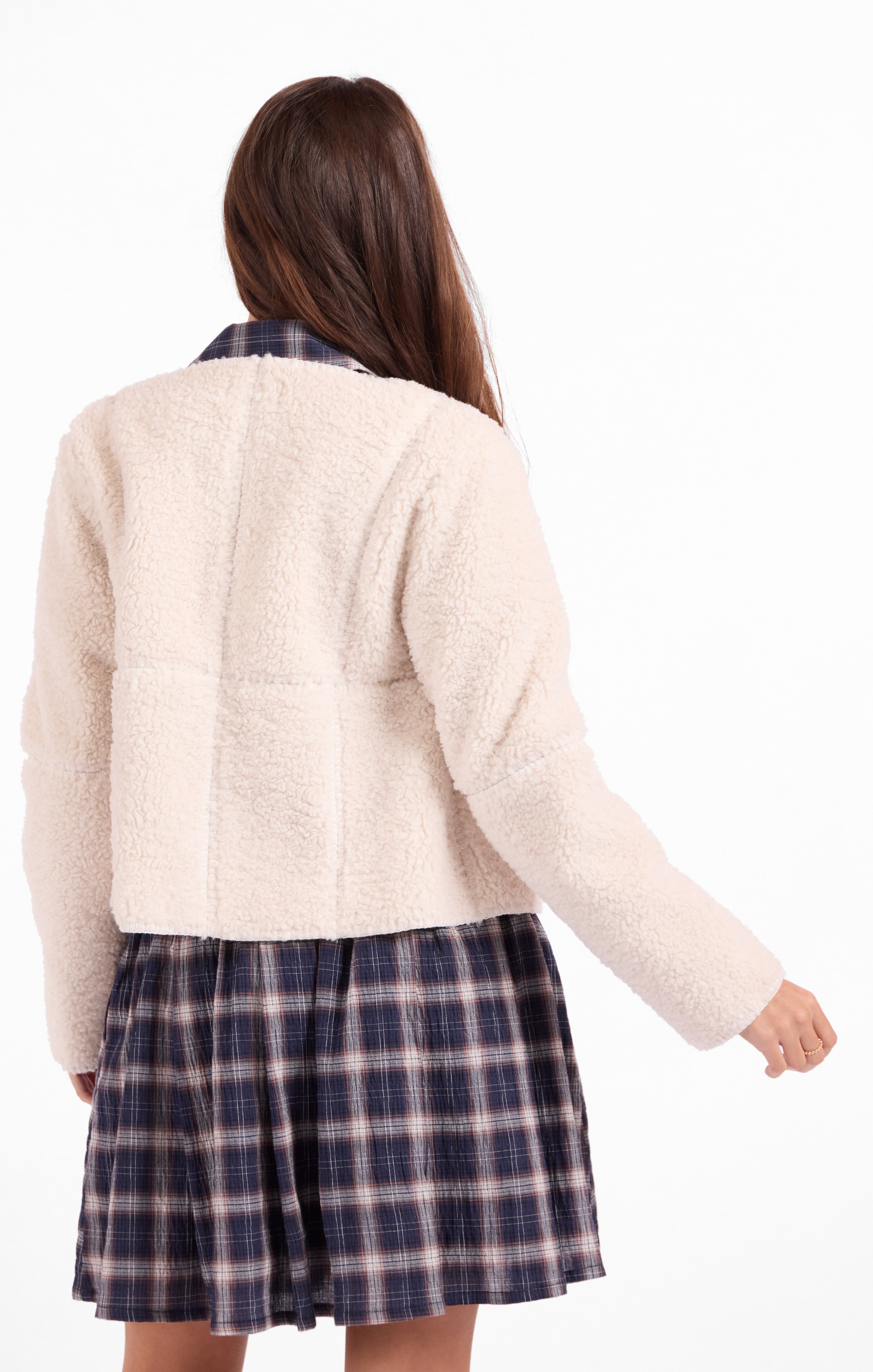 Sweet Lullaby Jacket in Oatmeal Ivory - back crop view