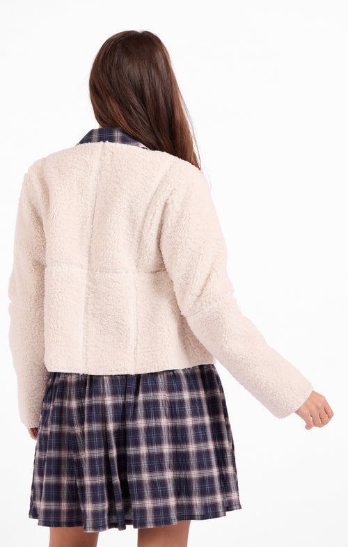 Sweet Lullaby Jacket in Oatmeal Ivory - back crop view