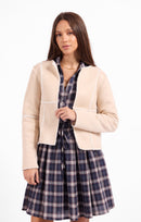 Sweet Lullaby Jacket in Oatmeal Ivory - front crop view reversed
