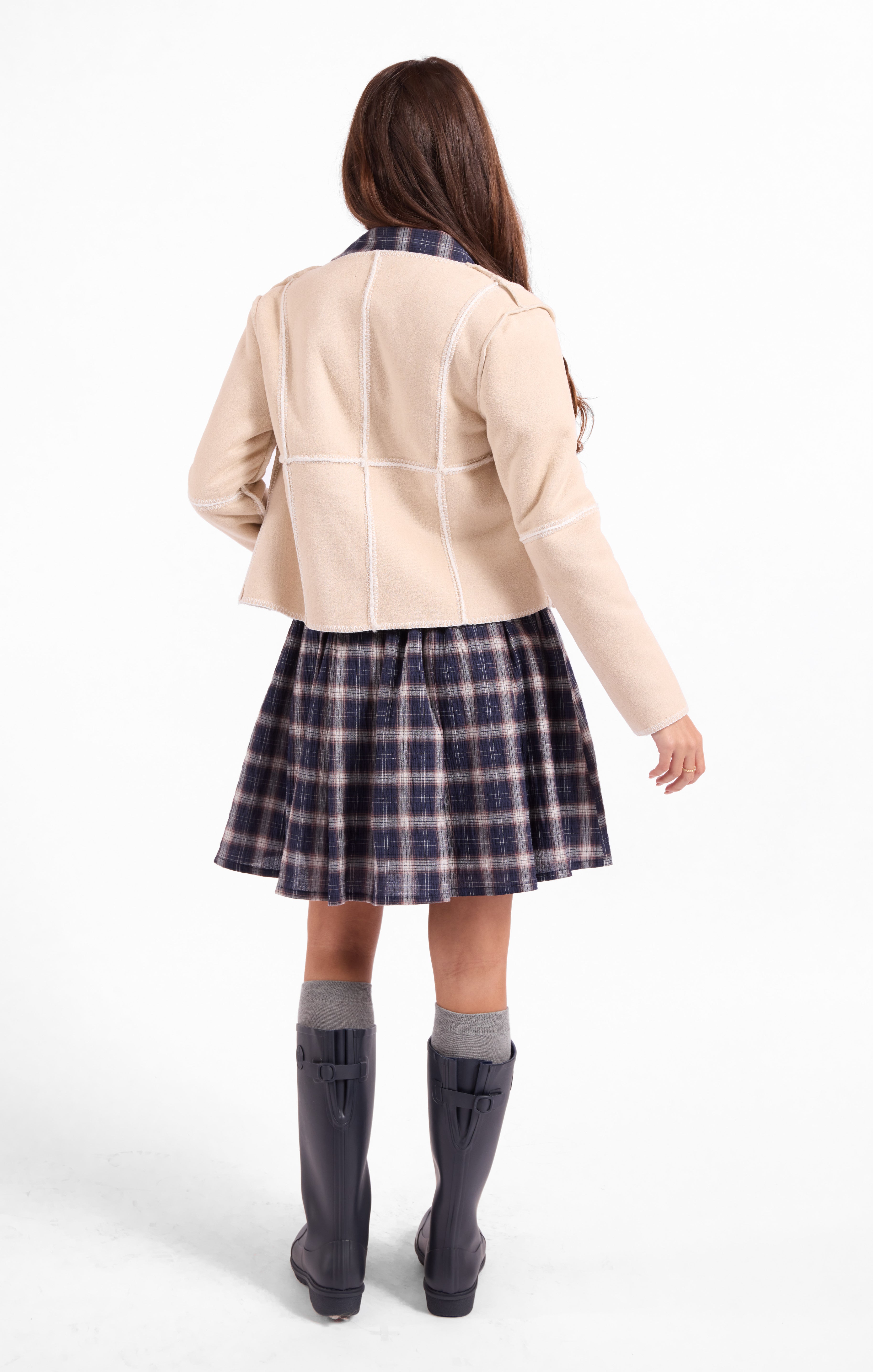 Sweet Lullaby Jacket in Oatmeal Ivory - back view reversed