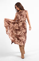 Rustic Charm Midi Skirt in Oak Beige - mood image