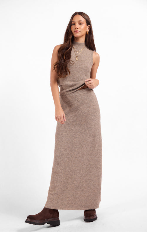 Brianna Maxi Skirt in Taupe - mood image