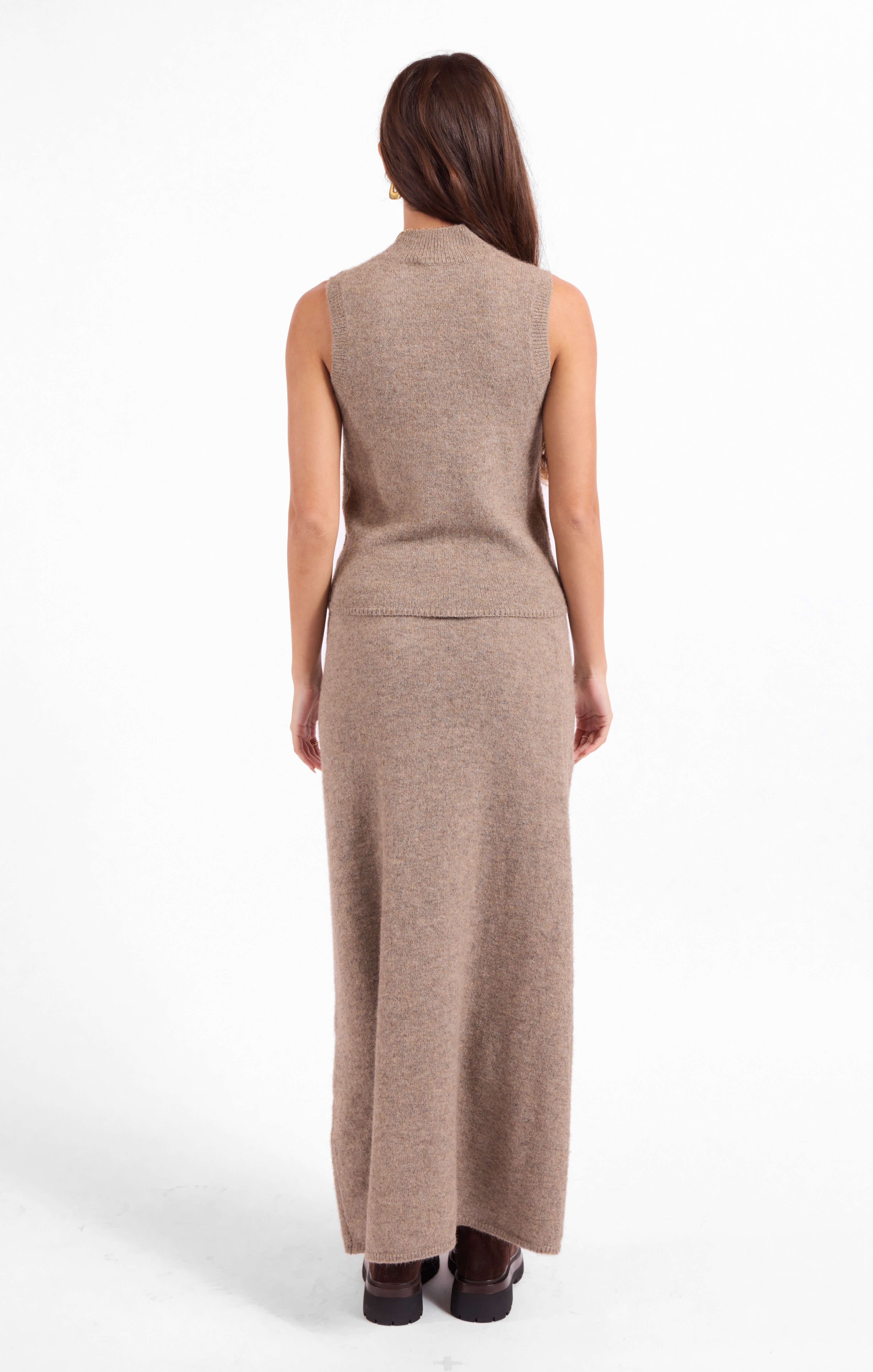 Brianna Maxi Skirt in Taupe - back view