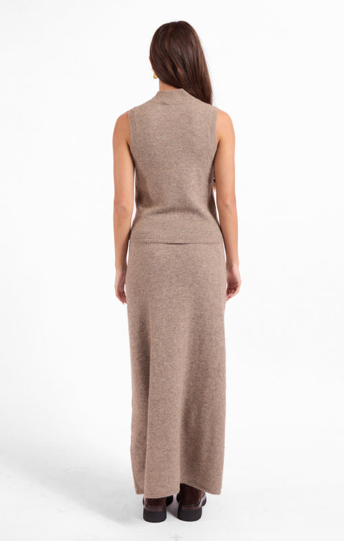 Brianna Maxi Skirt in Taupe - back view