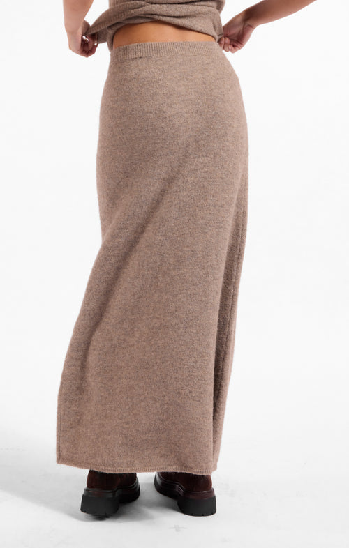 Brianna Maxi Skirt in Taupe - back crop view