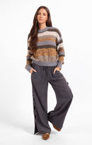 Rhea Button Pants in Stone Grey - front view