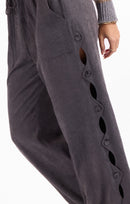 Rhea Button Pants in Stone Grey - detail view