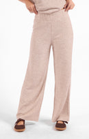 Teacake Knit Pant in Heather Taupe - front crop view
