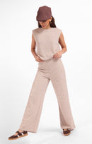 Teacake Knit Pant in Heather Taupe - mood image