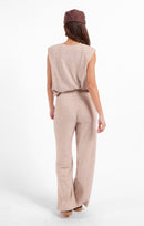 Teacake Knit Pant in Heather Taupe - back view