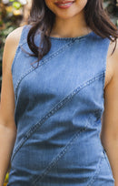 Fireplace Denim Dress in Medium Blue - detail view