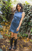Fireplace Denim Dress in Medium Blue - mood image